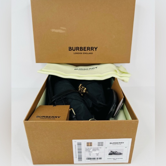 BURBERRY Emily TB Logo Slingback Thong Monogram Leather Sandal EU 36 - US 6 - Picture 3 of 14